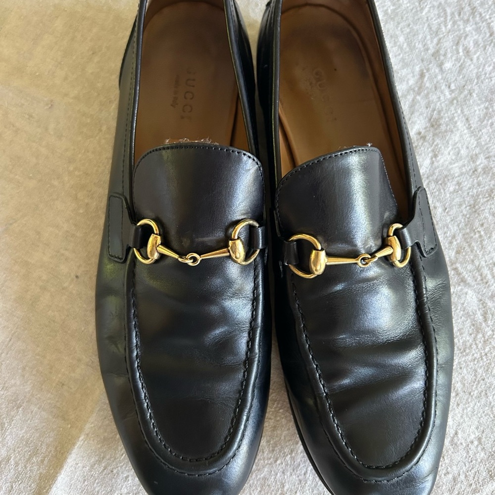Gucci Black Leather Loafers with Horsebit